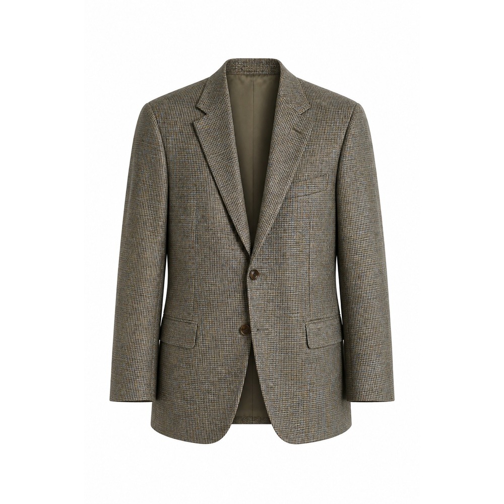 Canali Mens 44R Blazer Sport Coat Brown Blue Check Silk Wool Made in Italy